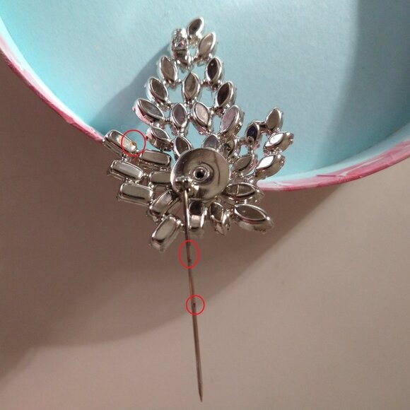 Vintage Rhinestone Brooch Pin 1950s Mid-Century - Picture 7 of 9